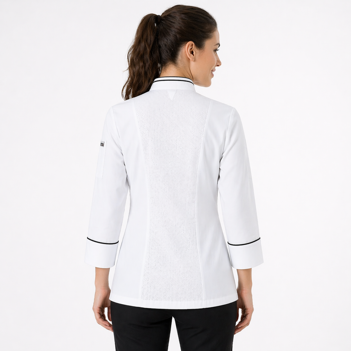 Giacca Cuoco Donna KATE in Cotone Egiziano con Bottoni a Pressione Bianca