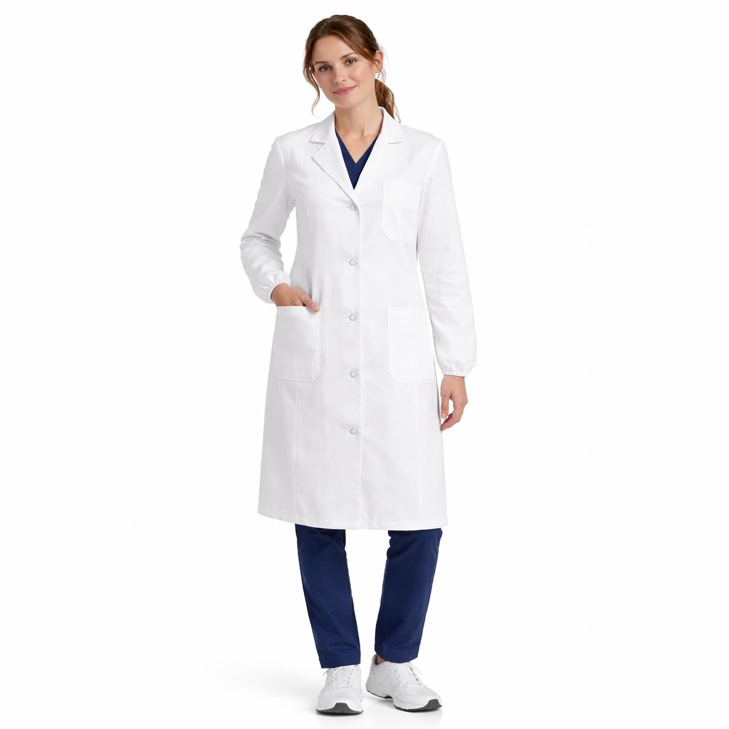 Camice Medico Donna Regular Fit con Elastico ai Polsi – Comodo e Protettivo - ADEL