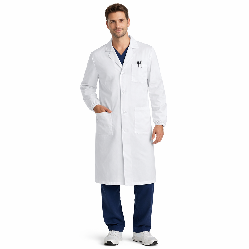 Camice Medico Uomo con Elastico ai Polsi – Protettivo con Martingala in Cotone - ALVIN