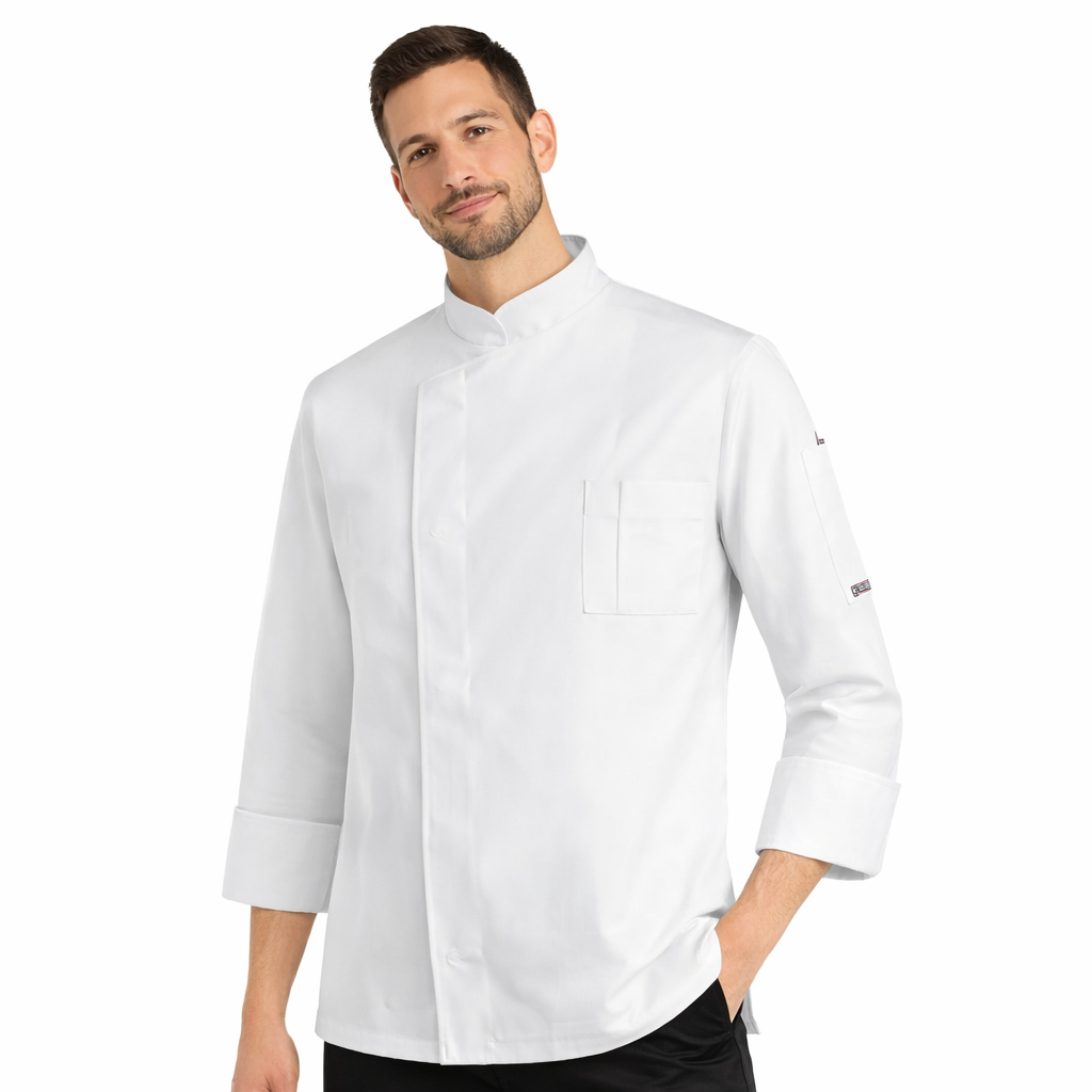 Giacca Chef Uomo Traspirante – Bottoni a Pressione, Tessuto Resistente per Cucina - CHEAP