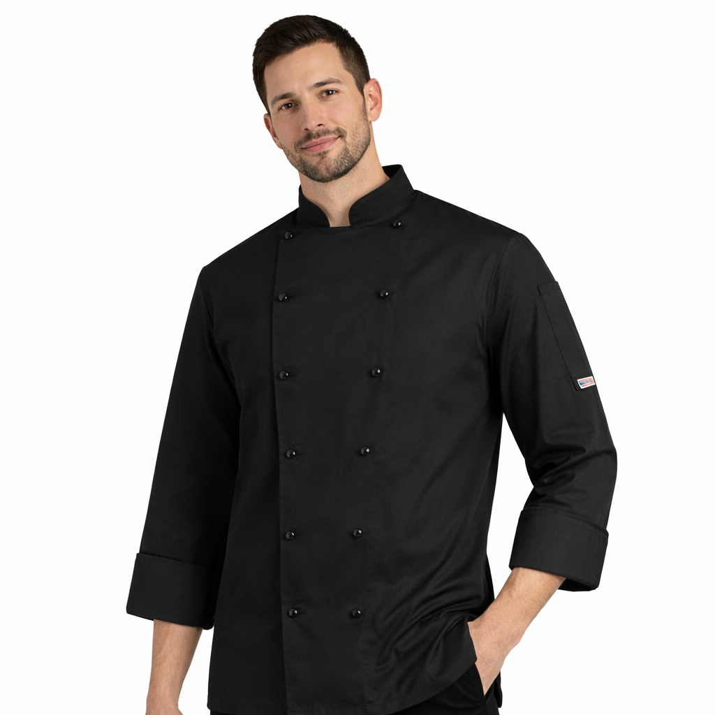 Men's Chef Jacket SAFETY Long Sleeve with Removable Buttons