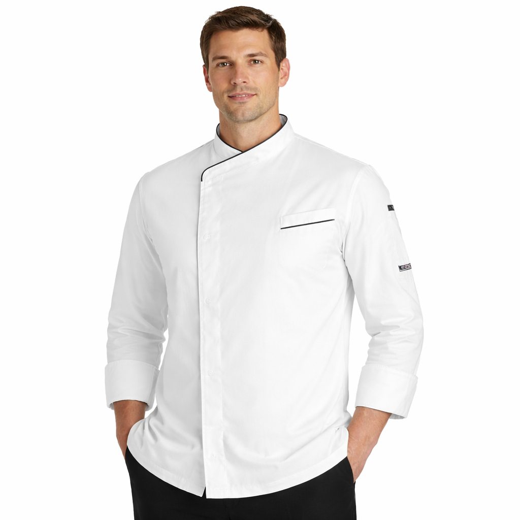 Giacca Chef Uomo Traspirante in Cotone Egiziano – Bottoni a Pressione, Air Plus - MAX SAFE