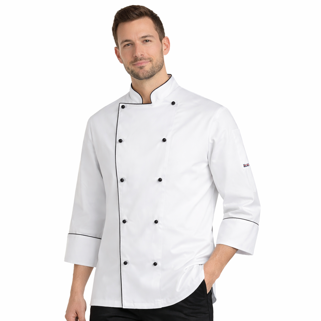 Giacca Chef con Piping Colorato – Bottoni Estraibili, Stile Professionale in Cotone - PIPING